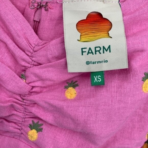 Farm Rio Embroidered Pineapples Midi Sweetheart Dress XS - Picture 6 of 9